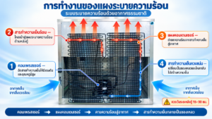 การทำงานของชุดระบายความร้อน ตู้ทำน้ำเย็น